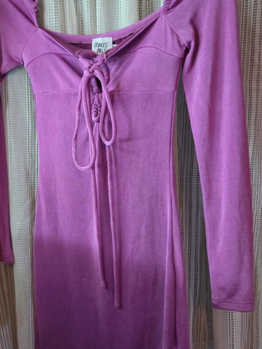 Princess Polly Lace-Up Long Sleeve Midi Dress in Orchid